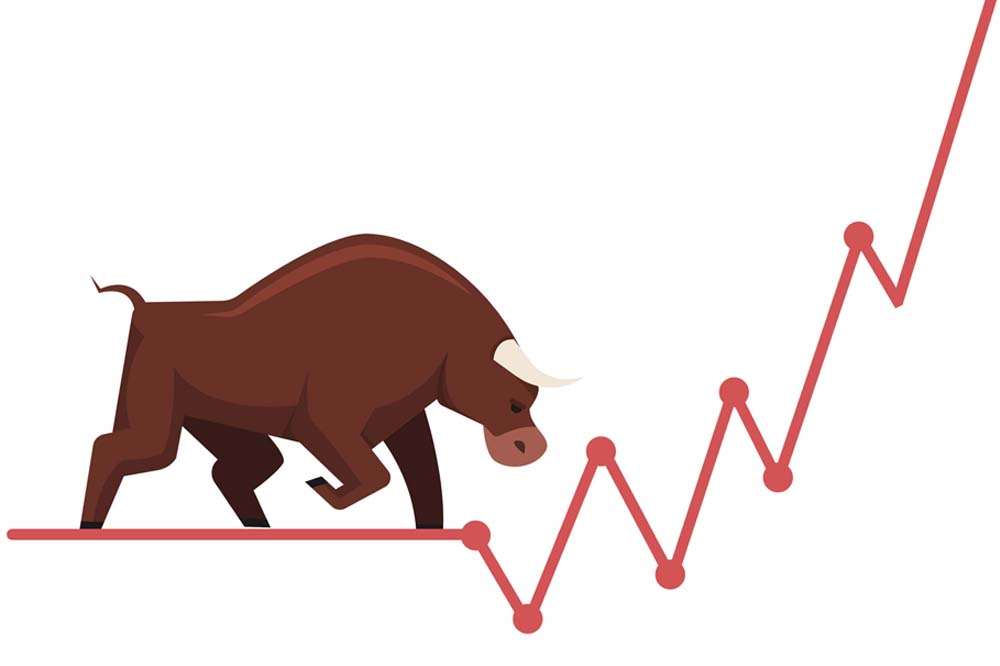 a drawn bull on a line graph